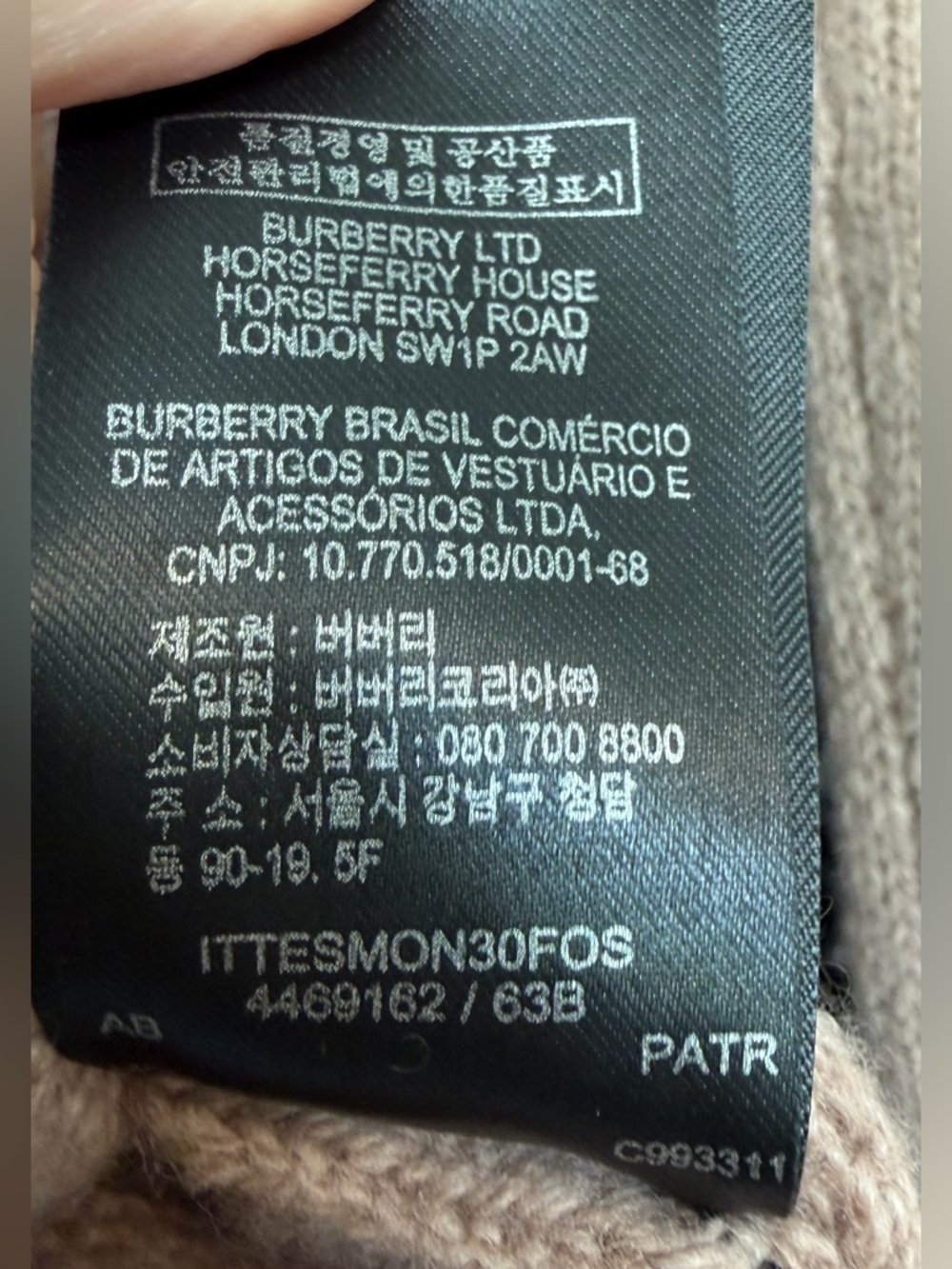 Burberry 100% Cashmere V-Neck Sweater in Dusty Pink/Tan, Size Small - Picture 8 of 8